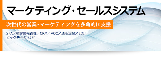 マーケティング・セールスシステム 次世代の営業・マーケティングを多角的に支援(SFA/顧客情報管理/CRM/VOC/通販支援/EDI/ビッグデータ など)