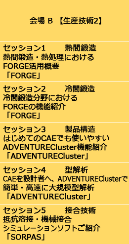 SCSKモノづくりCAEセミナー2019 in 名古屋 のプログラム 会場B