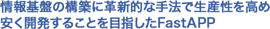 情報基盤の構築に革新的な手法で生産性を高め安く開発することを目指したFastAPP