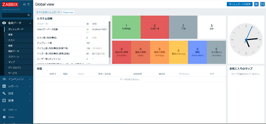 新監視システム（Zabbix）管理画面