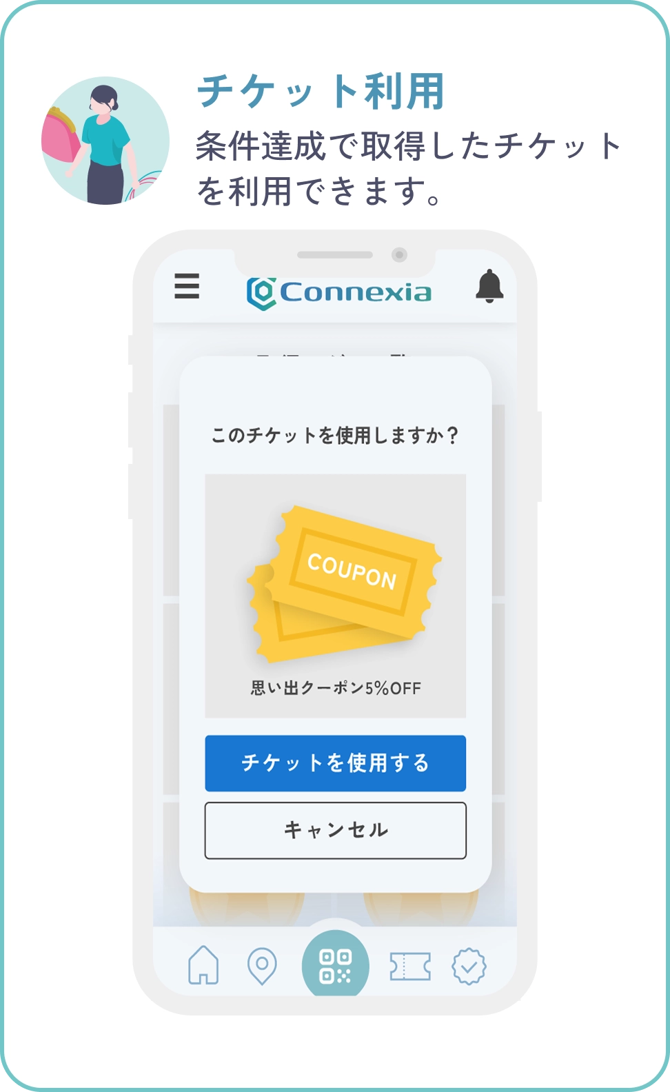 チケット利用機能の説明（モバイル表示）