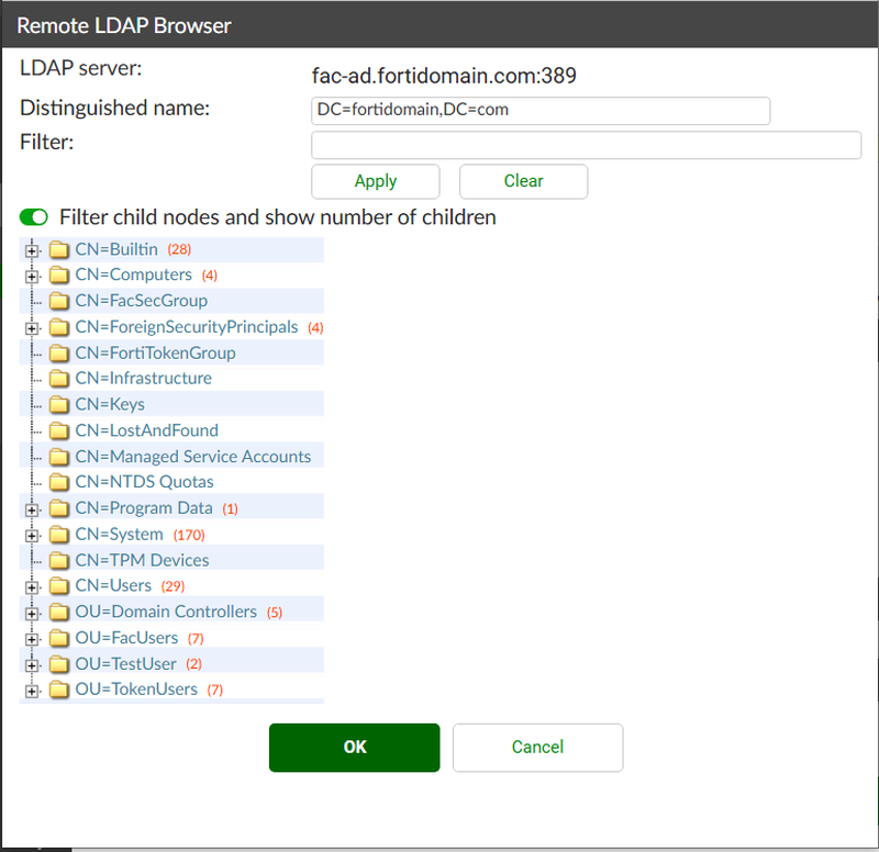 BaseDN配下のディレクトリー表示