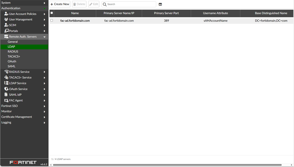 LDAPサーバー登録一覧