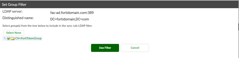 Group Filter確認画面