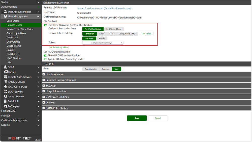 インポートされたユーザーの詳細画面