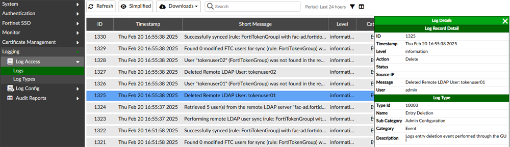 ユーザー削除時のログ