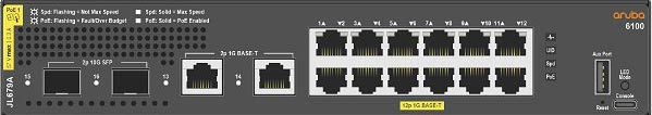 製品写真（front）：Aruba CX 6100 12G Class 4 2SFP+ 139W（JL679A）