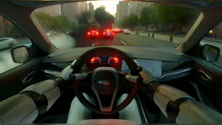 自動車運転シーン(視界不良と交通渋滞)