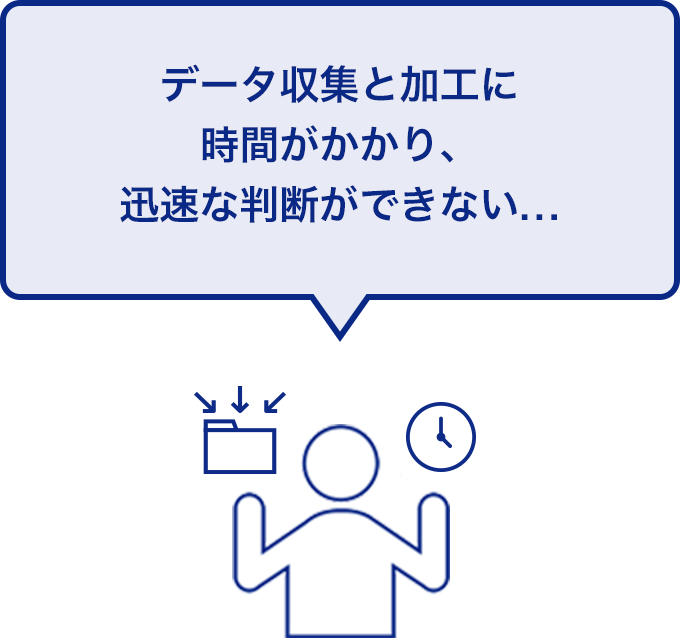 データ収集と加工に時間がかかり、迅速な判断ができない...